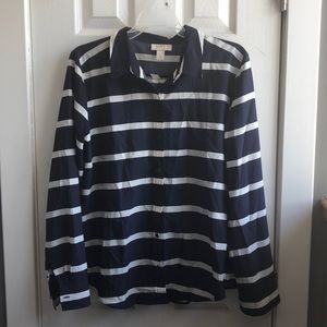 Loft blue & white striped blouse